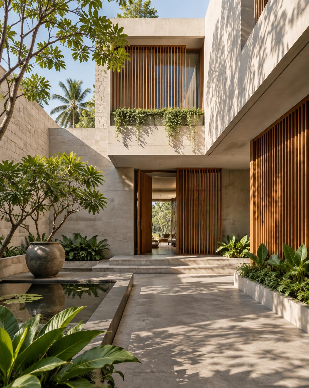 Balanced architecture of a contemporary Indian residence